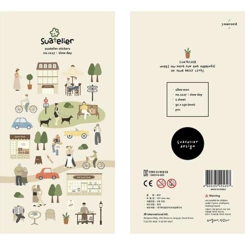 Korea Scrapbooking Walk Dog And Date Slow Day Life PVC Sticker Stationery DIY Craft Decoration Home Supplies Suatelier Stickers