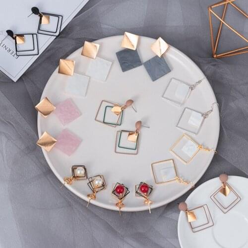 LOVR Korean Acrylic Earrings For Women Fashion Party Geometric Heart Sequins Drop Dangle Earrings 2020 kolczyki Female Jewelry