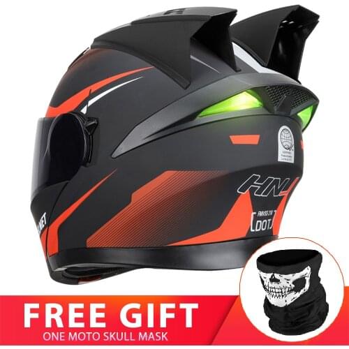 Motorcycle Helmet Men Moto Ear Modular Flip Up Helmet Motocross Motorbike Racing Dual Lens Helmet Casque Moto Capacete Casco