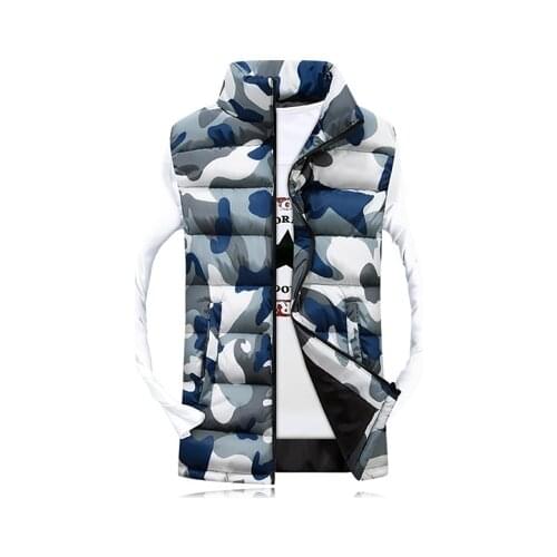 Mens Jacket Sleeveless Vest Winter Fashion Male Cotton-Padded Mens Army Camo Vest Thicken Waistcoat Clothing 3XL,YA979