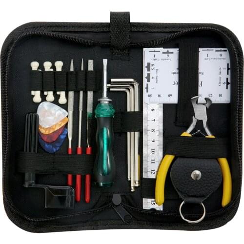 Ammoon Guitar Repairing Maintenance Cleaning Tool Kit Includes String Action Ruler/Gauge Measuring Tool/Hex Wrench Set/Files ect