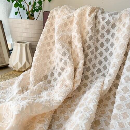 New diamond lattice three-dimensional cut flower fabric chiffon jacquard woven fabric DIY clothing