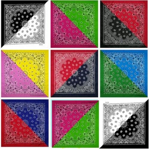 New 100% Cotton 2 Colors In Half Paisley Bandanas Scarf Punk Hip Hop Headwear/Hair Neck Wrist Wrap Band Headtie for Men