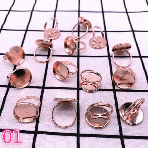 NEW 10pcs 18mm Adjustable Blank Ring Base Fit Glass Cabochons Cameo Settings Tray Diy Jewelry Making Ring