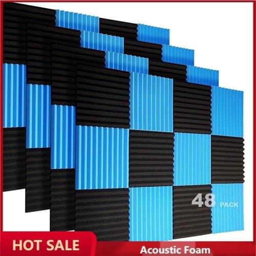 48Pack Acoustic Foam Panels 30x30x2.5CM Studio Soundproofing Wedge Sound Proof Padding Acoustic Treatment Foam Sealing Strip