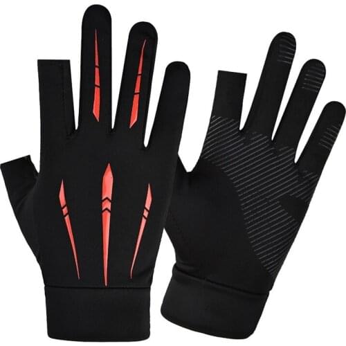 Spring and summer ice silk sunscreen gloves womens fishing breathable high elastic gloves outdoor riding driving two finger