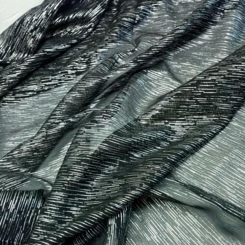 Cosplay dress chiffon silver stripe bronzing crepe dress fabric soft silky thin fabric light breathable DIY dress fabric