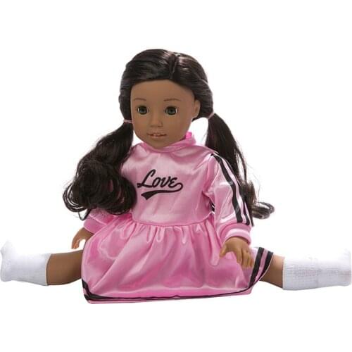 Letter Print Doll Dress Cute Fashion Sport Dress For 18 Inch American Doll Accessory Girl Toy Pink Sports Doll Dresses Ropa Barb