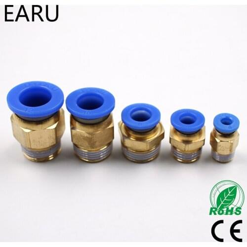 1/8'' 1/4'' 3/8'' 1/2'' Male-4 6 8 10 12mm Straight Push in Fitting Pneumatic Push to Connect Air Adapter Plug Socket Connector