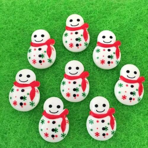 20pcs/lot 21*15mm Christmas Snowman resin Buttons Non Sewing Children Buttons Clothes Ornament DIY Making -B654