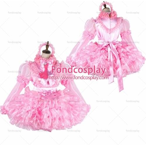 Lockable Sissy maid Satin-Organza dress Uniform cosplay costume Tailor-made[G2014]