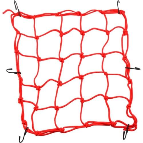 16"x16" Red Bungee Cargo Net, Helmet Luggage Netting with 6 Hooks, for Motorcycle Bike Paddleboard Canoe Moped ATV