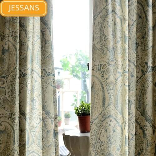 European Style Light Luxury Printed Curtains Blackout Curtains for Living Room and Bedroom Finished Products Customization