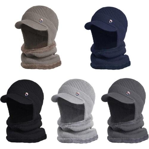 Windproof Warm Hat Men Women Bomber Faux Fur Ear Flap Hat Cap Winter Ski Trooper Trapper Solid Color Cotton Knitted Lei Feng Cap