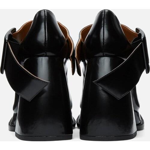 MUMANI Woman‘s 2021 New Mary Janes Genuine Leather Square Toe Platform Super High Square Heel Retro Shallow Pumps Lady Footwear