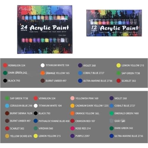 12/24 Colors Watercolor Acrylic Oil Painting Pigment for Artists Drawing Ceramic Stone Wall Paints Tubes Craft Gift for Children
