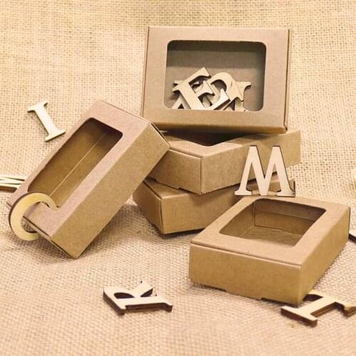 20pcs Blank Kraft Paper Box with Window Handmade Soap Box Jewelry Cookies Gift Candy Box Wedding Party Decoration 85x60x22mm
