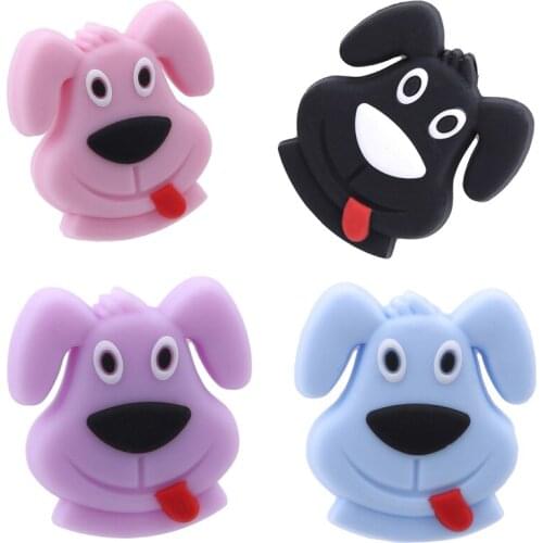 5PCS/Pack Baby Teether Dog Silicone Beads Animal Teething Pacifier Chain Perle Food Grade Cartoon BPA