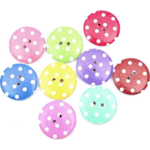 50pcs Mixed 25mm Wooden Multicolor Round Buttons For Clothing Needlework Scrapbooking Wood Decorative Crafts Diy Accessories