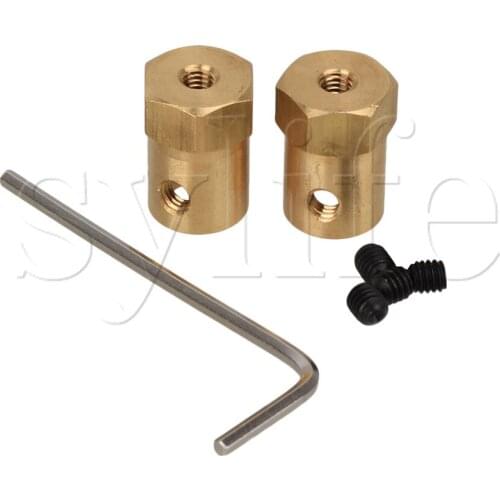 7mm Golden Brass Shaft Coupling Coupler DC Motor Connector Robot DIY Accessories Pack of 2