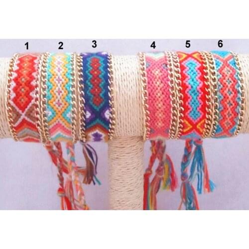 8PCS Mixed Cotton Woven Friendship Bracelet Hippy Boho Embroidery handmade Rope Summer Bracelet Leave me The 8 Colors message
