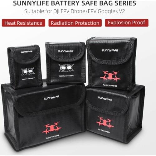 Battery Case For DJI FPV Drone Goggles V2 Battery Explosion Proof Bag Safety Storage Bag Velcro Closure Radiation Protection