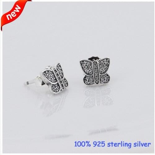 CKK 925 Sterling Silver Butterfly Silver Stud Earrings Original Jewelry DIY Making Wedding Anniversary Gift