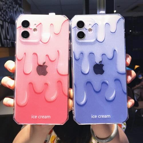Colorful Gradient Ice Cream Lens Protected Phone Case For iPhone 11 12 Pro Max X XR XS Max 7 8 Plus SE 2020 Soft TPU Bumper Back