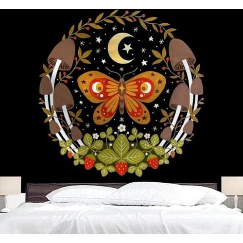 Bossimi Flower Insect Tapestry Living Room Home Decoration Wall Cloth Bedroom Bedside Background Wall Cloth Fabric Painting