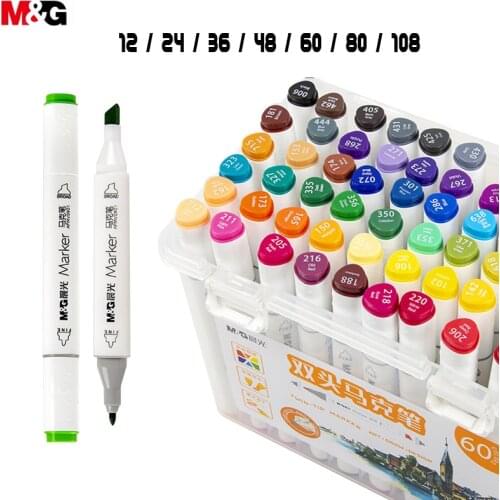 M&G Double-headed Marker Pen Hand Painting Design Set Students Water Color Pen Set Painting Painting Brush Set