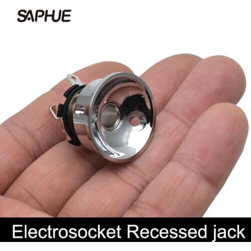 Electric Guitar Chrome Socket Jack Plate Holder for 6.35mm Plug Electrosocket Recessed jack Guitar Parts