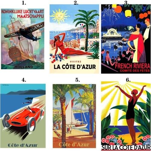 Canvas Painting French Riviera Posters and Prints Wall Art Picture for Living Room Decor No Frame