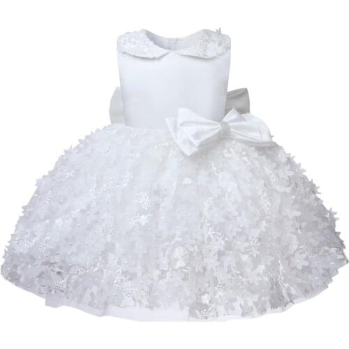 Floral Tulle Girl Summer Dress Pageant Gown Big Bow Princess Wedding Party Ball Gown Princess First Communion Flower Girl Dress