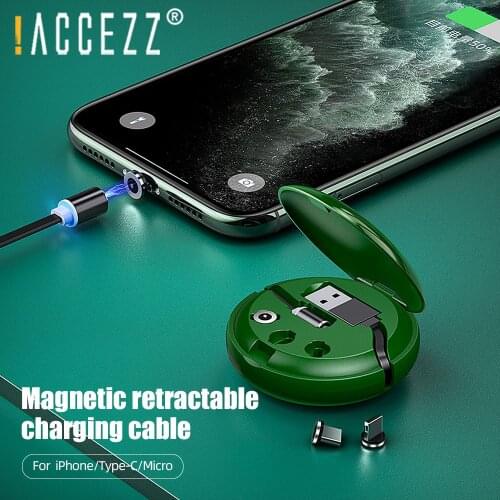 !ACCEZZ Magnetic Micro USB 8Pin Type C Cable For iPhone 11 X 8 Xiaomi Samsung 1 Set Adjustable Android Phone Fast Charging Cable