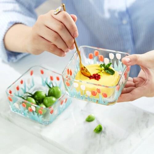 Mili Fengwu tulip dessert bowl sugar water bowl retro bowl ice cream bowl salad bowl glass bowl single