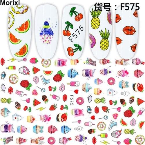 Morixi nail art sticker big size spring flowers plant fruit strips 3D manicure self glue nail art decals WG074