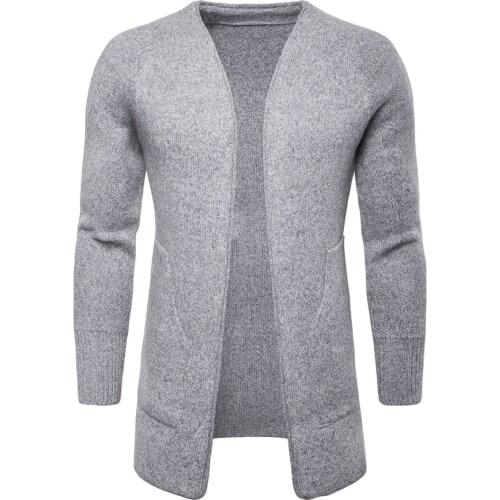 YM013 European and American Men Cardian sweater without buckle medium and long cloak Autumn Mens sweater jacket Men Clothing