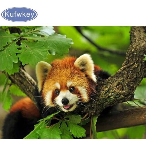 Needlework Diy Diamond Painting Kit 5D Diamond Embroidery Red Panda Forest Full Rhinestone Cross Stitch Diamond Painting