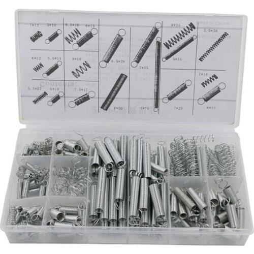 200pcs Extension And Compression Assorted Portable Pressure Spring Set With Storage Box Tool Metal Steel Tension Hardware Coil
