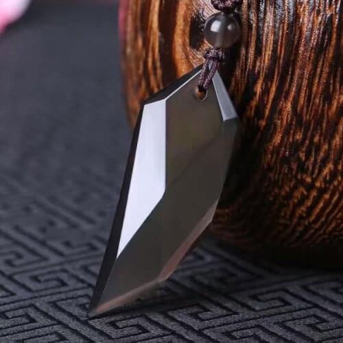 Natural Ice Rainbow Eye Obsidian Wolfs Fang Pendant Necklaces Manual Rope Lovers' Necklace Fashion Jewelry For Gift Dropship