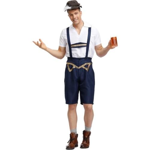 German Traditional Oktoberfest Adult Dark Blue Sub-codes Straps Mens Waiter Clothes Beer Clothes Mens Clothing