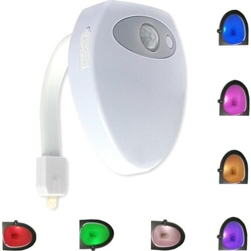 New ideasSmart Bathroom LED USB Night Light Body Motion Activated Seat Sensor Lamp 8-Color Toilet Bowl Waterproof Backlight