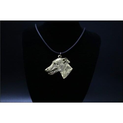 Greyhound dog necklace Handmade necklace Embossed pendant jewelry golden colors plated fast delivery