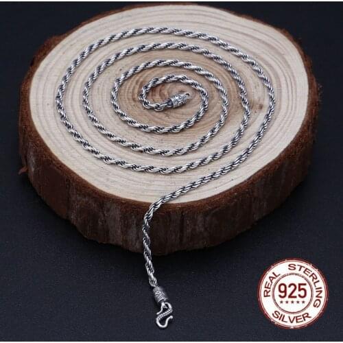 Thai Silver Classic Retro Weave Necklaces For Women S925 Sterling Silver Long Chain Necklaces 925 Silver Cross Necklace Jewery