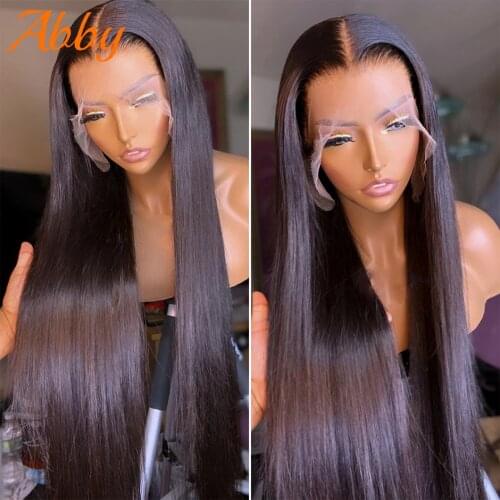Lace Front Wig Mongolian Straight Lace Frontal Wigs For Women Human Hair 180% Density 13x4 Lace Wigs Preplucked With Baby Hair