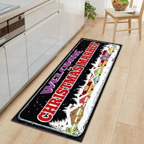 Christmas Home Kitchen Floor Carpet Flannel Non-slip Door Entrance Mat Carpet Soft Rugs for Living Room Bathroom Kitchen