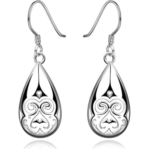 Silver color earrings exquisite retro flowers New Listing best holiday gift Fashion wild Jewelry Free shipping