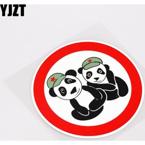 YJZT 11CM*11CM Fun Warning Mark Car Styling Panda Car Sticker Decal PVC Graphical 13-0950