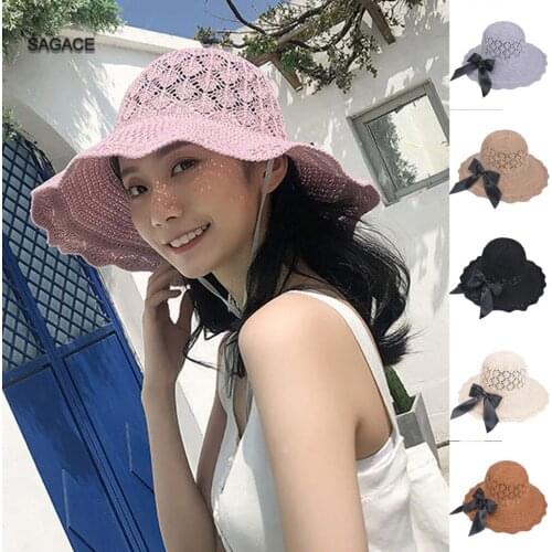 SAGACE Women Girls Summer SunHat Beach Straw Hat panama fedora Cap Wide Brim Protection Summer Cap for femminile sunhats A311