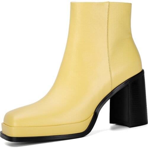 Vintage Genuine Leather Women Ankle Boots 2021 Fashion Autumn Winter Side Zipper High Heels Pumps Party Wedding Shoes Woman 39